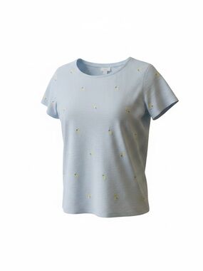 J‎ Jill Light Blue Embroidered
Lemons 100% Cotton T-shirt Sz
Large